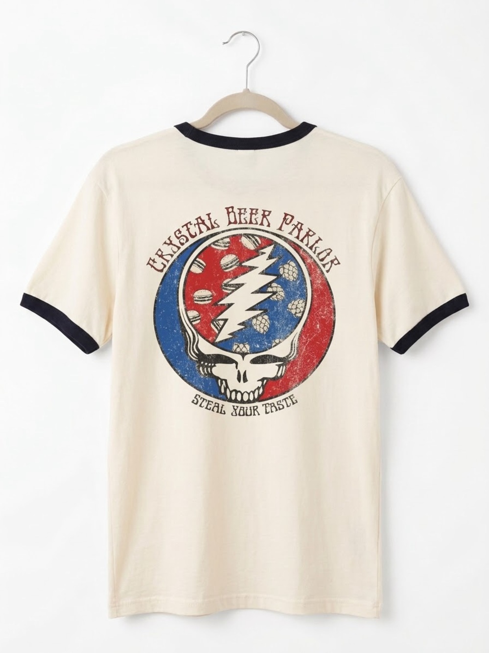 Grateful Dead Tee - Cream with Black Trim